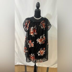 Xhilaration Black Floral Blouse